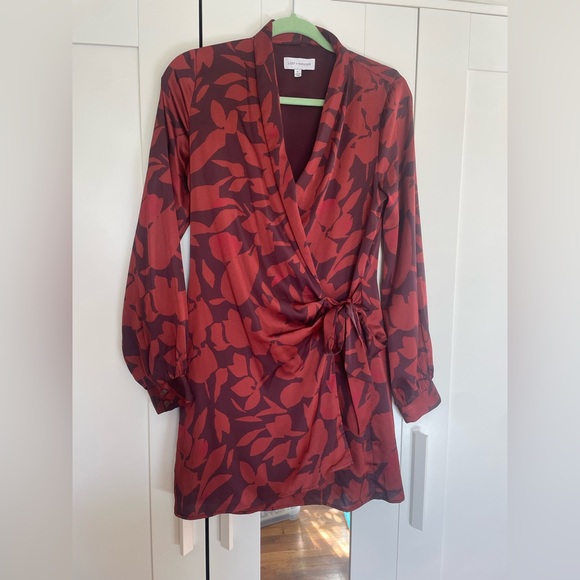 Lost + Wander Helene Floral Long Sleeve Satin
Wrap Minidress - Picture 1 of 8